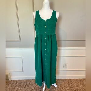 Vintage Truly Yours Sport 8 Jumper Corduroy Dress Kelly Green 90s Cotton Modest
